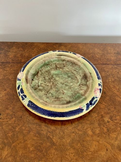 Antique Large Antique Quality Majolica Cheese Dish