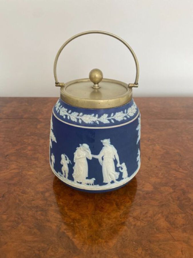 Antique Antique Wedgwood Jasper Ware Biscuit Barrel 