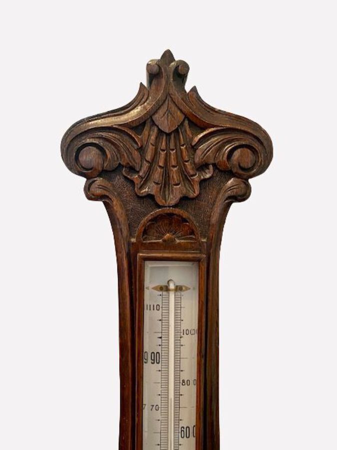 Antique Antique Quality carved Oak Banjo Barometer 
