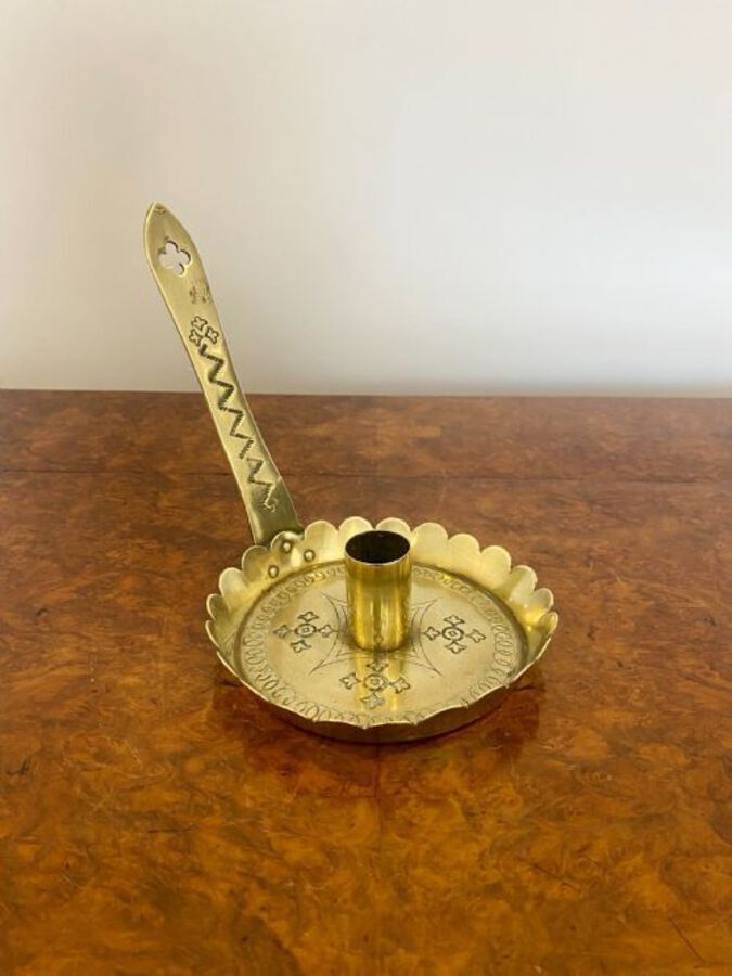 Antique Unusual Antique Quality Arts & Crafts Brass Chamberstick