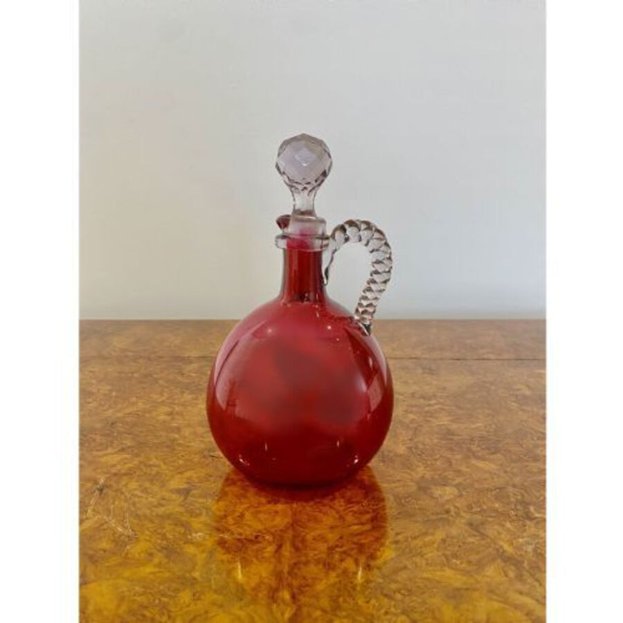 Antique Antique Victorian Quality Cranberry Glass Decanter