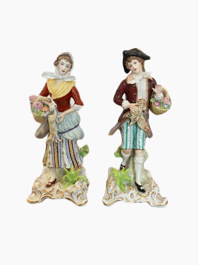 Antique Pair Of Antique Continental Porcelain Figures