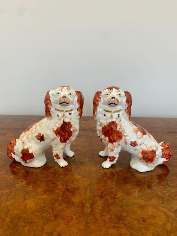 Quality Pair Of Antique Victorian Seated Spaniels