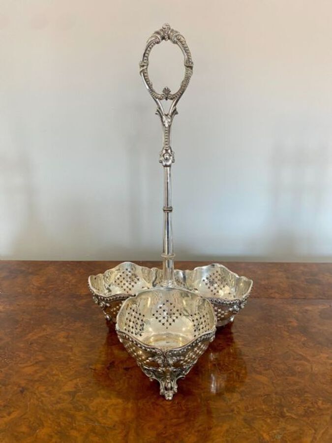 Antique Antique Victorian Quality Cut Glass Decanters & Original Silver Plated Stand