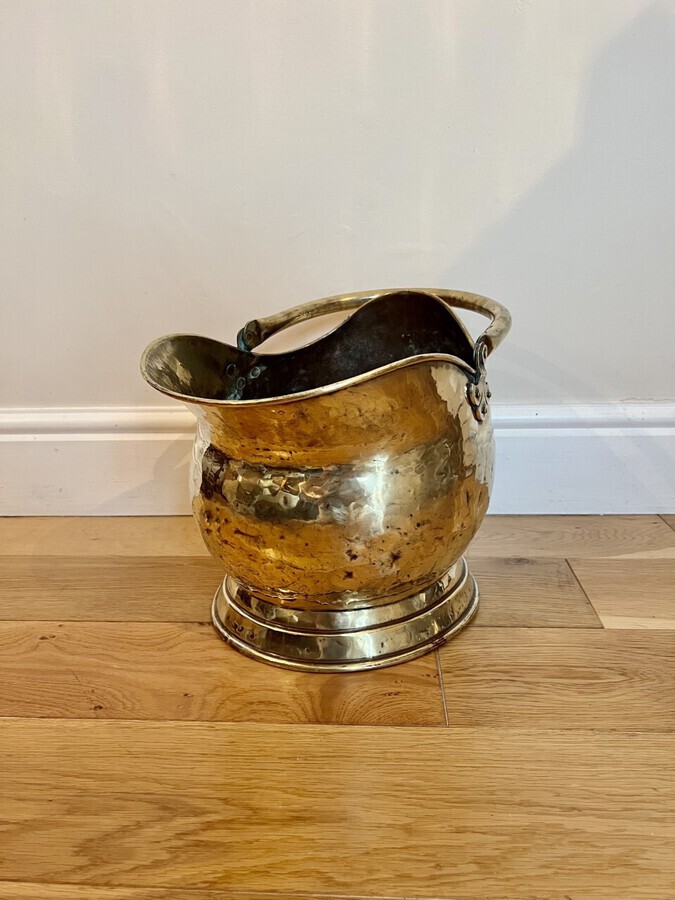 Antique Victorian Quality Brass Helmet Coal Scuttle