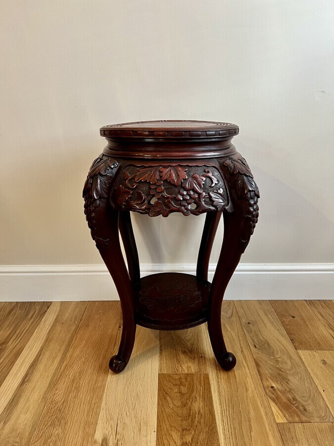 Antique oriental quality carved jardiniere stand