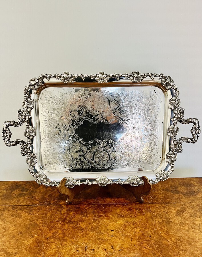 Antique Quality antique Victorian silver plated ornate serving tray