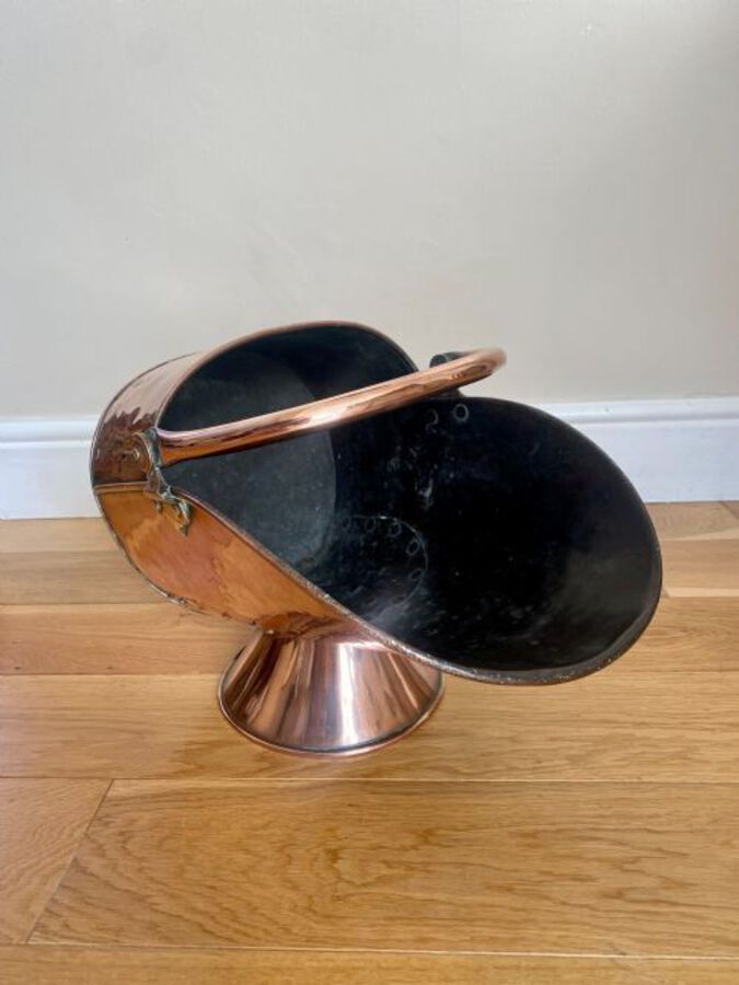 Antique Antique George III copper helmet coal scuttle