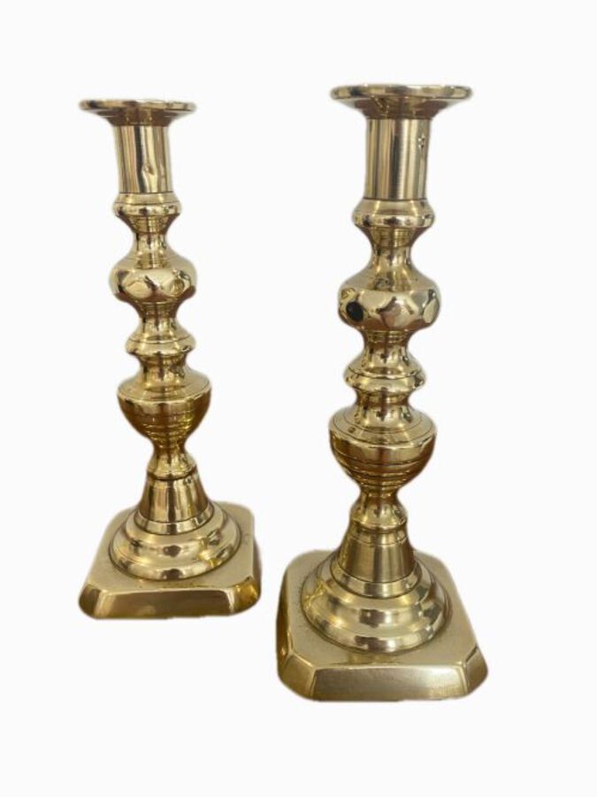 Antique Pair of antique Victorian brass candlesticks