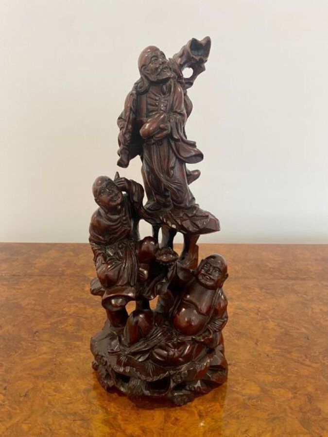 Quality Antique Chinese Carved Hardwood Group