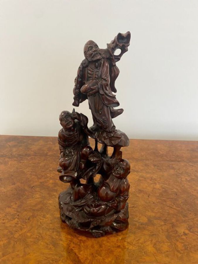 Antique Quality Antique Chinese Carved Hardwood Group 