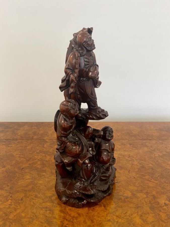 Antique Quality Antique Chinese Carved Hardwood Group 