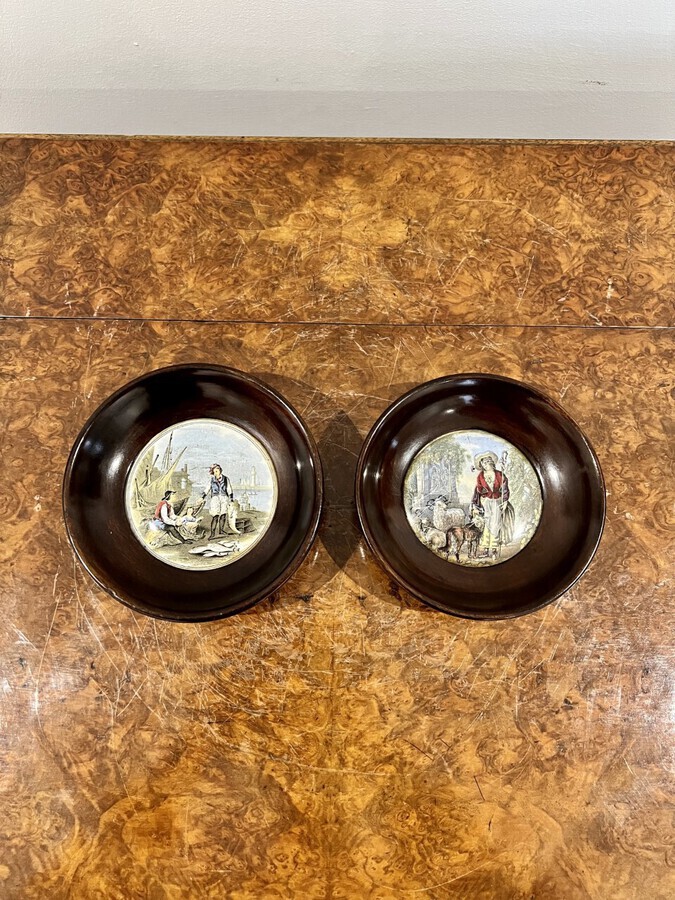 Antique Two antique Victorian Pratt ware pot lids 