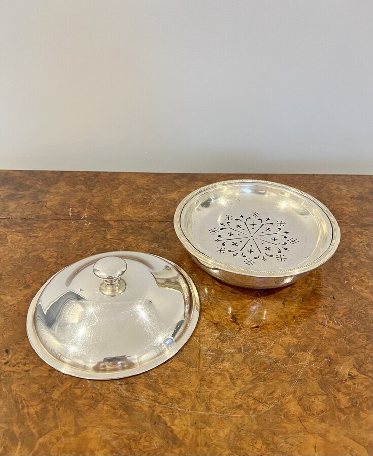 Antique Pair of antique Victorian quality silver plated entree dishes 