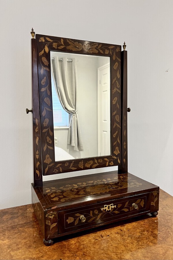 Antique Antique Dutch marquetry inlaid dressing mirror