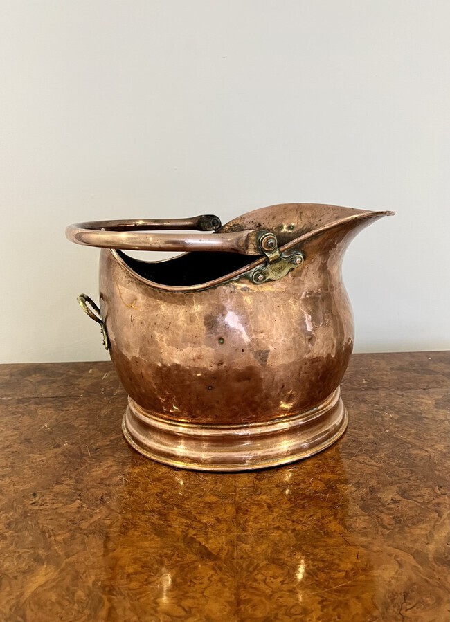 Antique Antique Victorian quality copper helmet coal scuttle 
