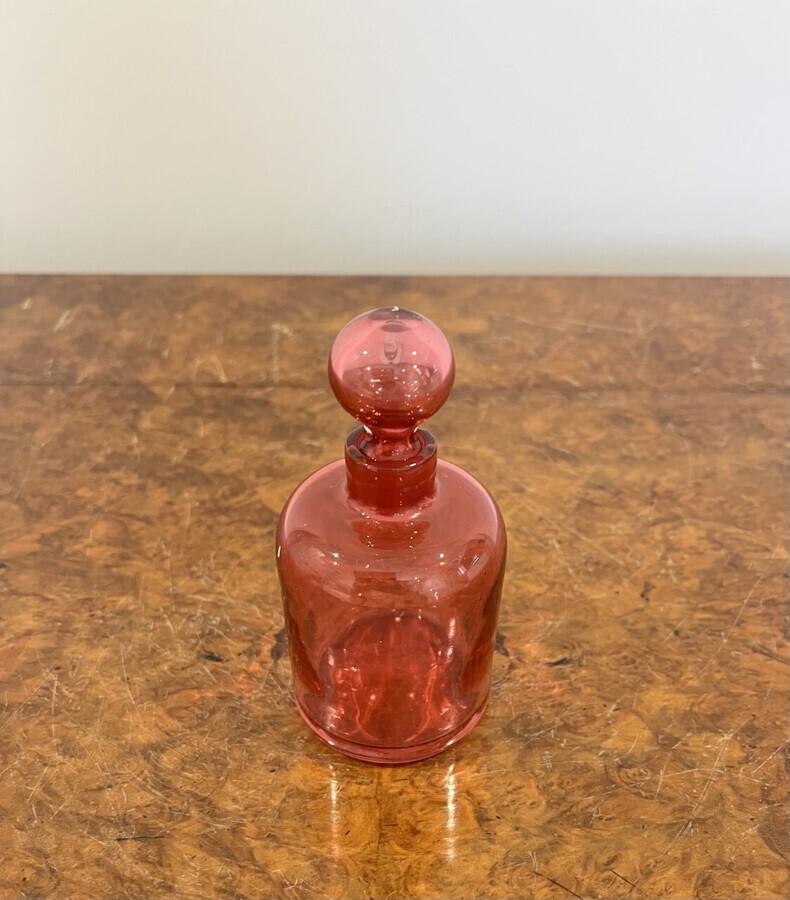 Antique Antique Victorian cranberry glass bottle 