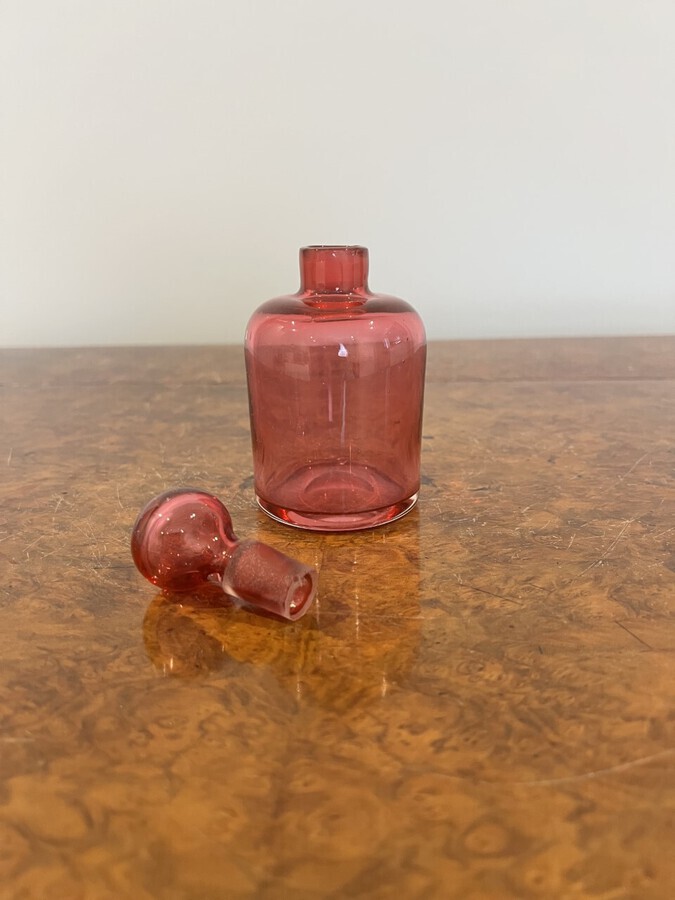 Antique Antique Victorian cranberry glass bottle 