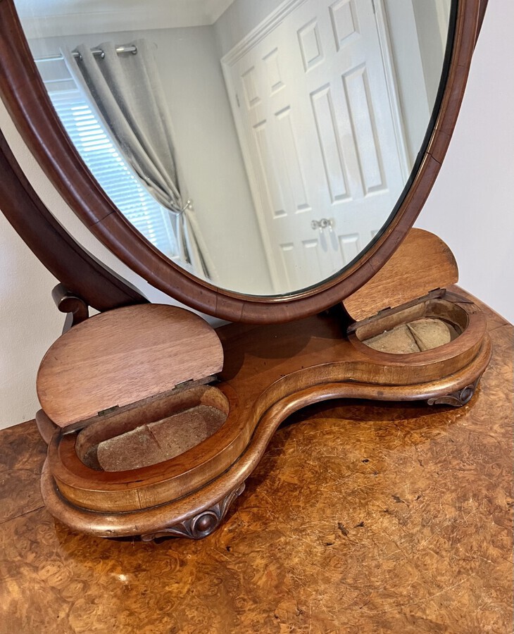Antique Large antique Victorian quality walnut dressing mirror 