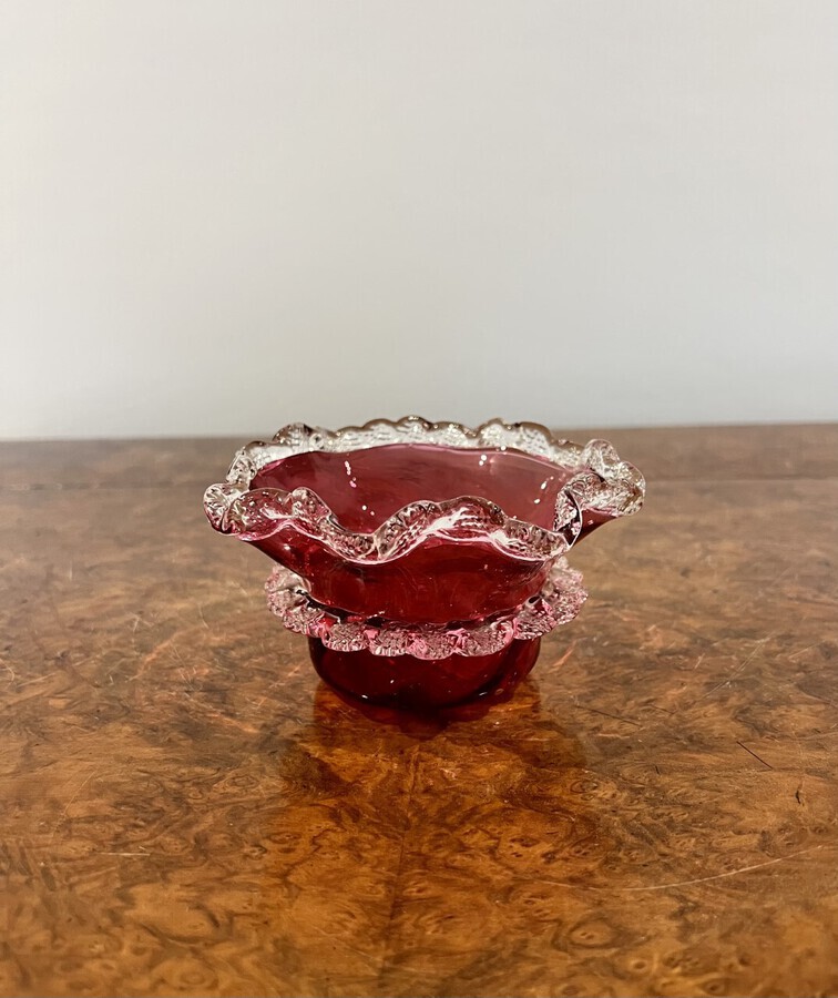 Antique Antique Victorian quality cranberry glass bowl
