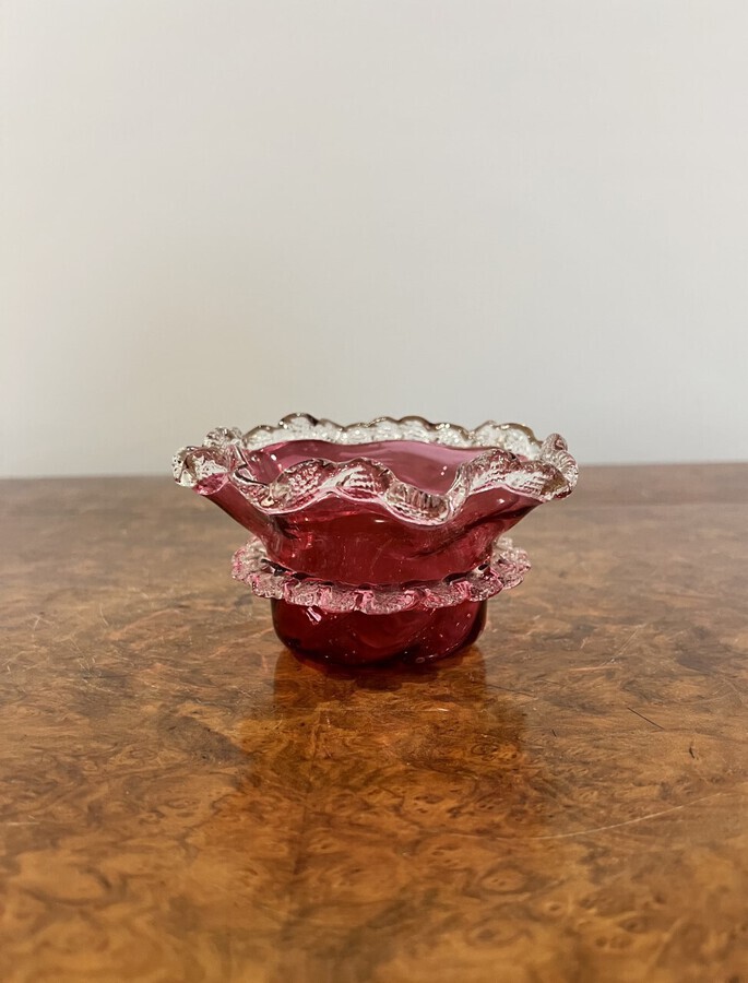 Antique Antique Victorian quality cranberry glass bowl