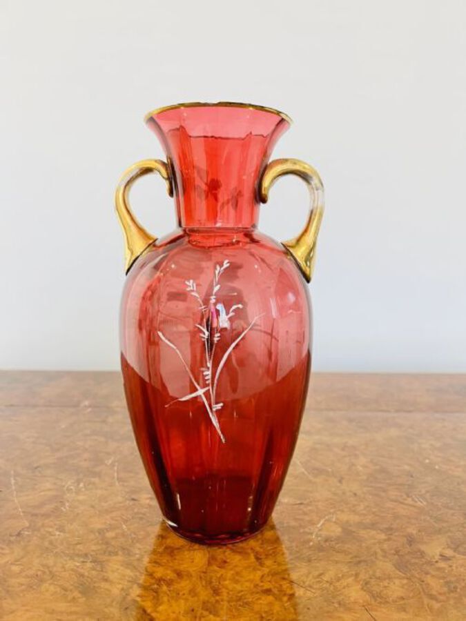 Antique Antique Victorian quality Mary Gregory cranberry vase