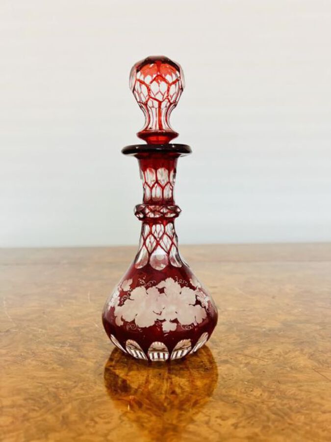 Antique Quality antique Victorian glass spirit perfume bottle and stopper
