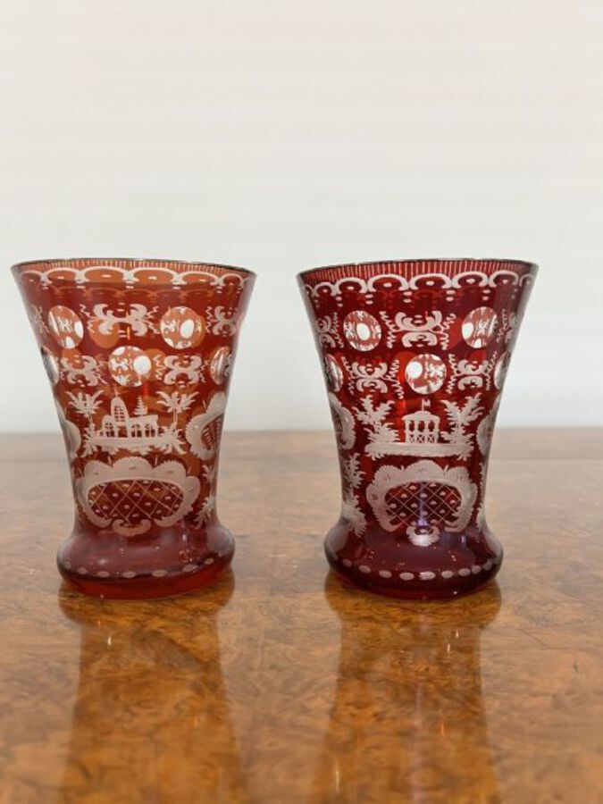 Antique Wonderful quality pair of antique Victorian beakers
