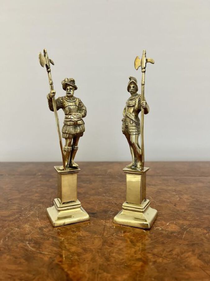 Antique Pair of antique Victorian quality brass figures of cavaliers 