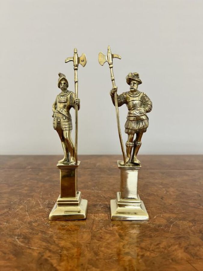 Antique Pair of antique Victorian quality brass figures of cavaliers 
