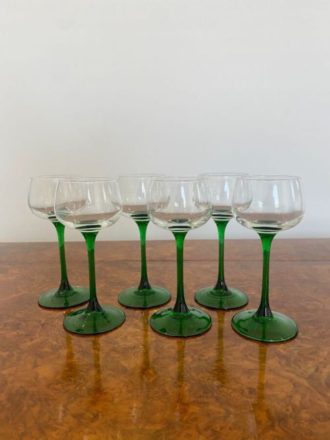 Set of six quality Edwardian wine glasses