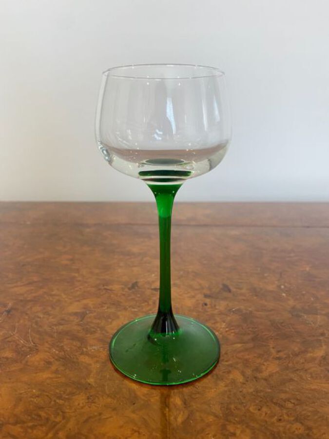 Antique Set of six quality Edwardian wine glasses