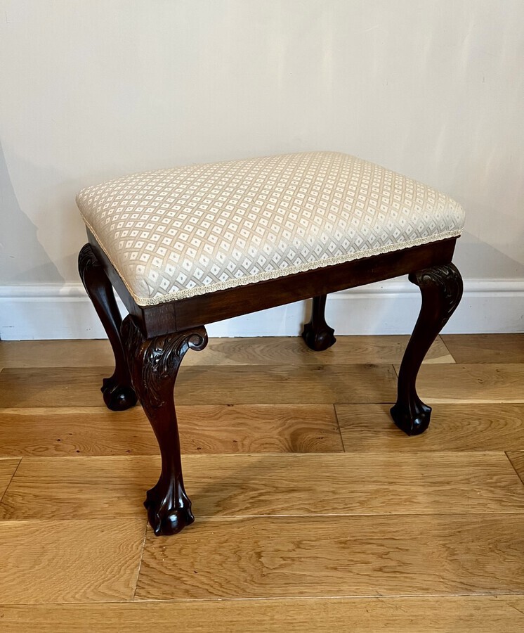 Antique Victorian quality carved mahogany stool