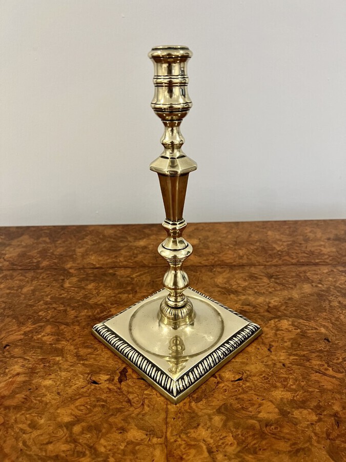 Antique Pair of antique George III quality brass candlesticks 