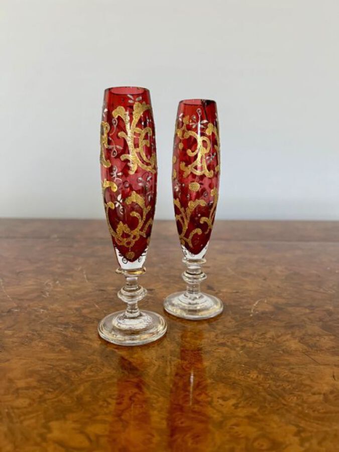 Pair of antique quality Bohemian glass vases