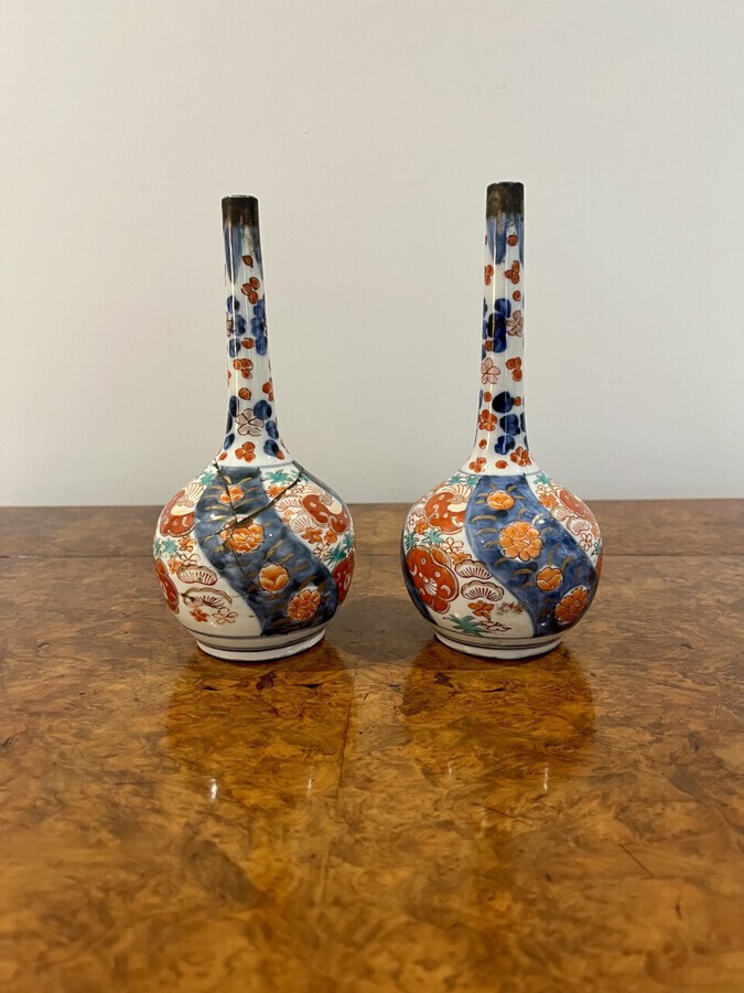 Antique Pair of antique Japanese Imari vases 
