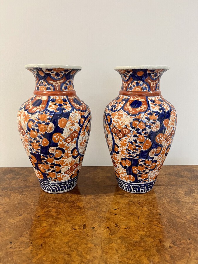 Antique Fantastic quality pair of large antique Japanese Imari vases 