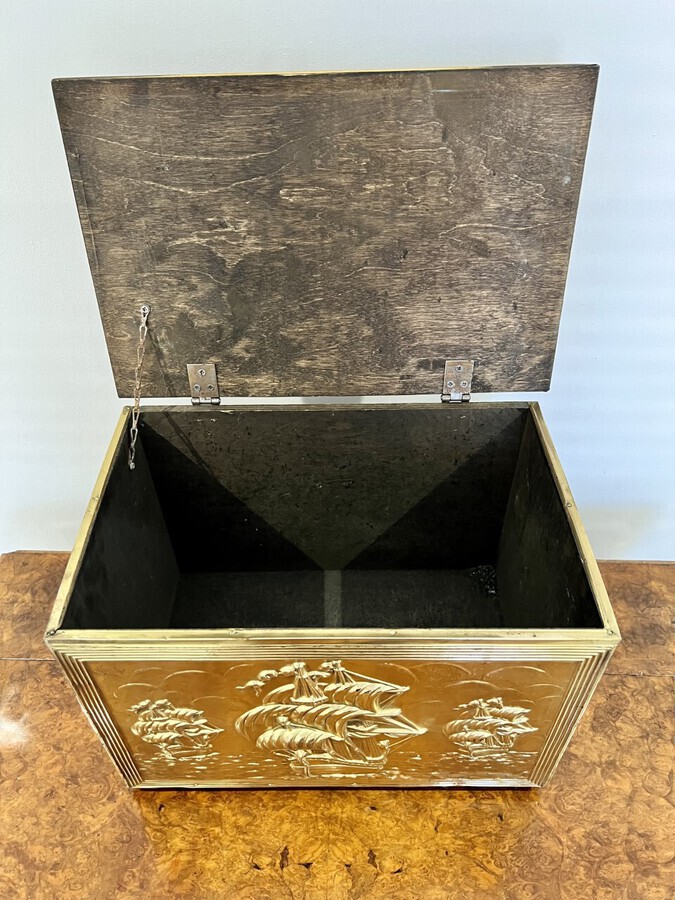 Antique Ornate antique quality brass coal box