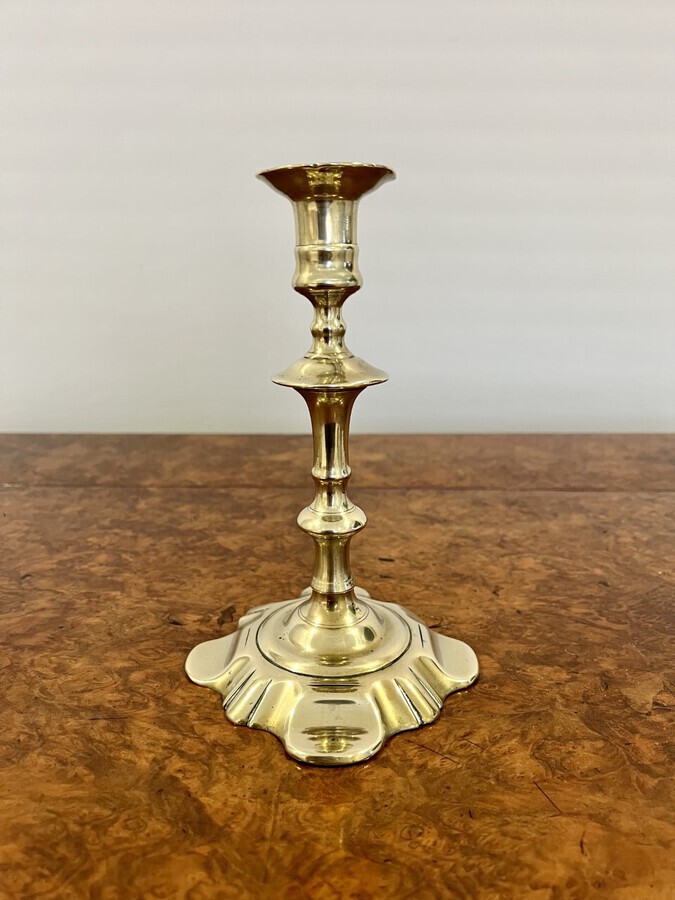 Antique Stunning pair of antique Queen Ann quality brass candlesticks 