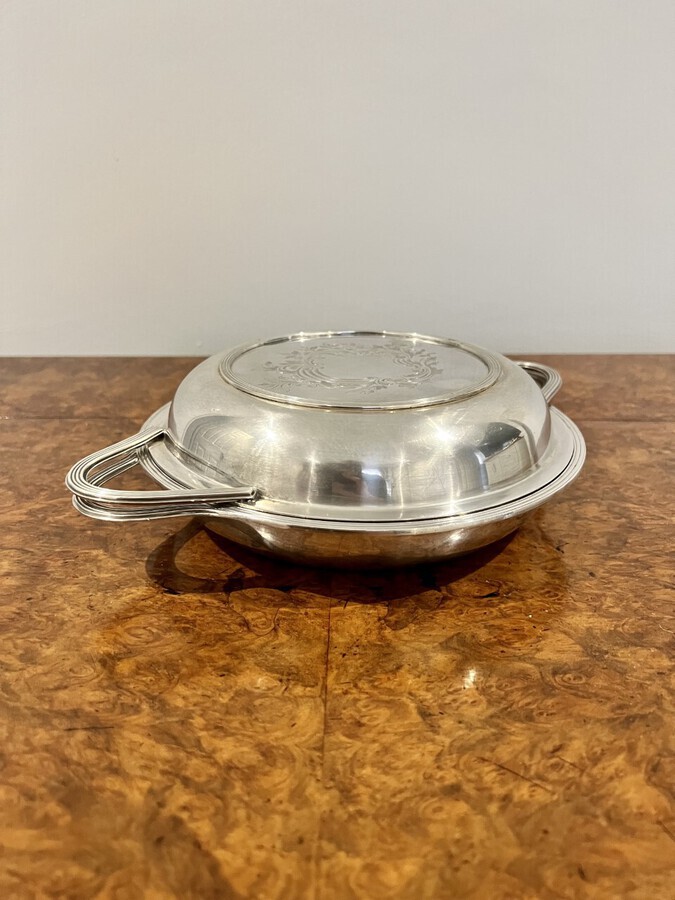 Antique Antique Edwardian silver plated circular entree dish