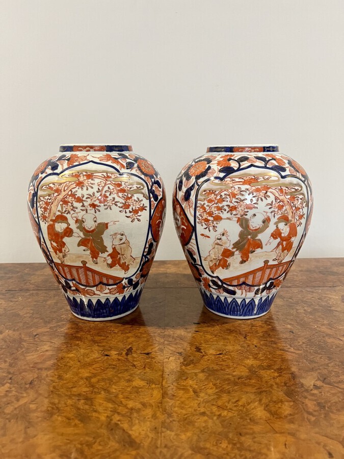 Quality pair of antique Japanese Imari vases