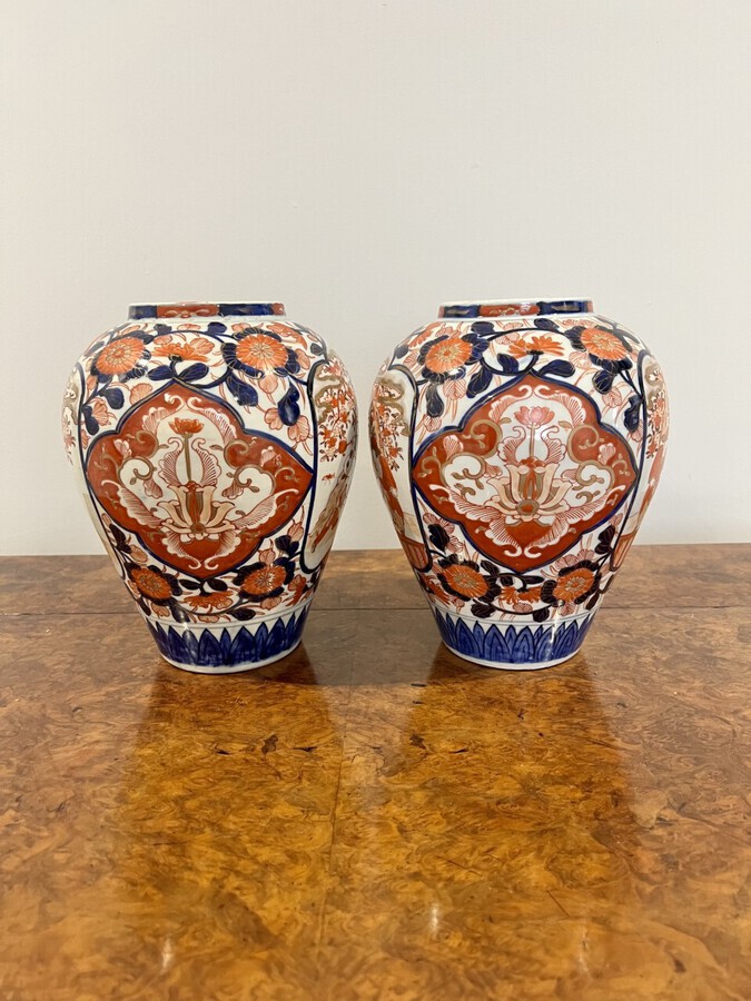 Antique Quality pair of antique Japanese Imari vases