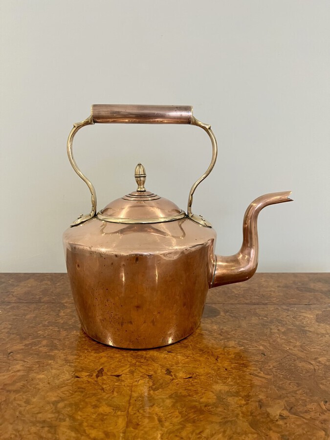 Large antique George III copper kettle