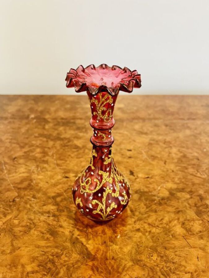 Antique Quality antique ruby Bohemian glass vase