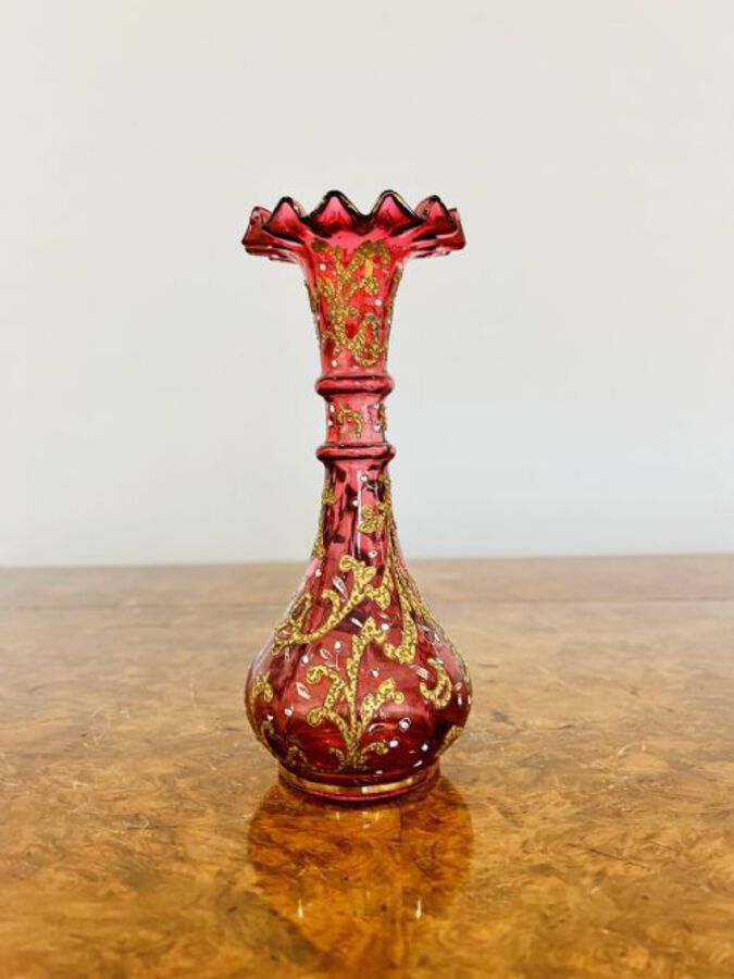 Antique Quality antique ruby Bohemian glass vase