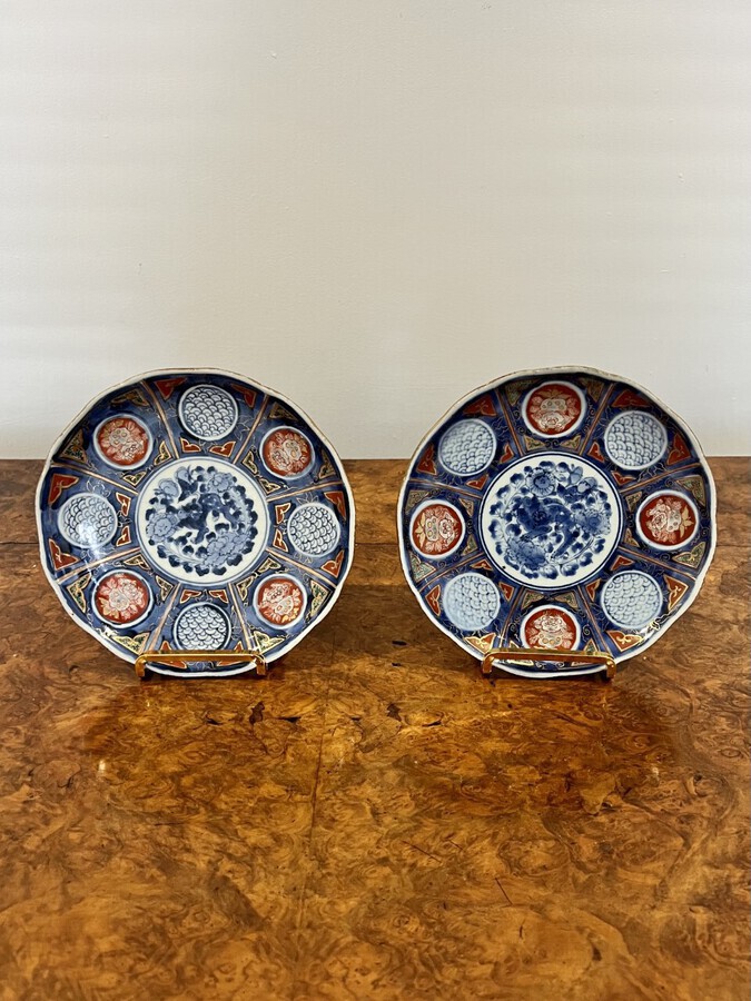 Pair of antique Japanese quality imari plates