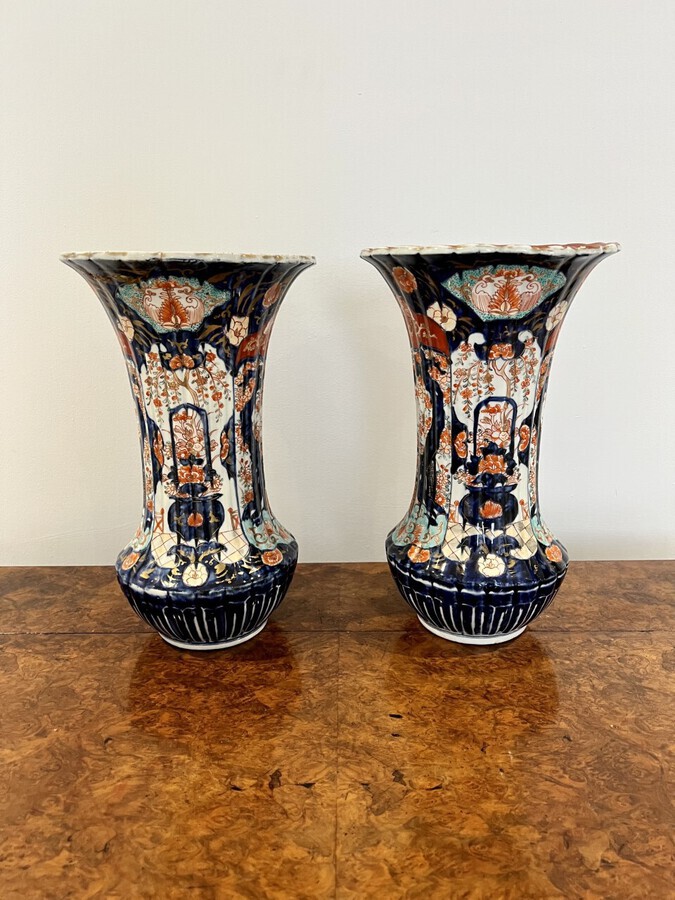 Pair of large antique quality Japanese imari vases