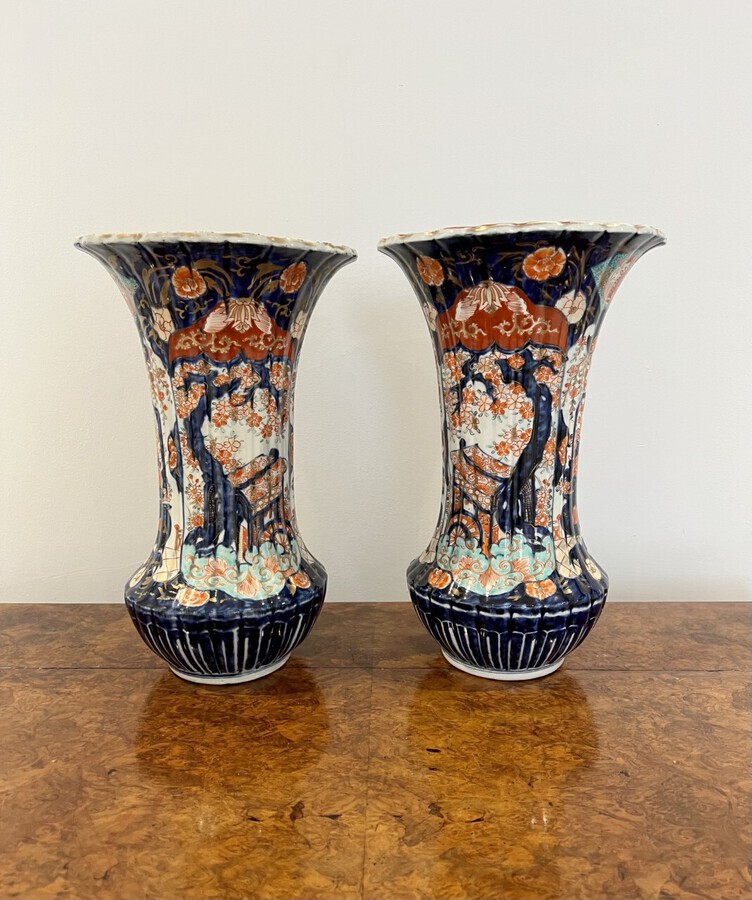 Antique Pair of large antique quality Japanese imari vases 