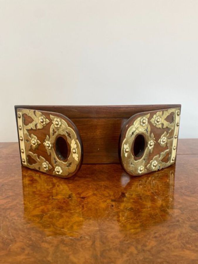 Antique QUALITY ANTIQUE VICTORIAN WALNUT & BRASS MOUNTED SLIDING BOOKENDS