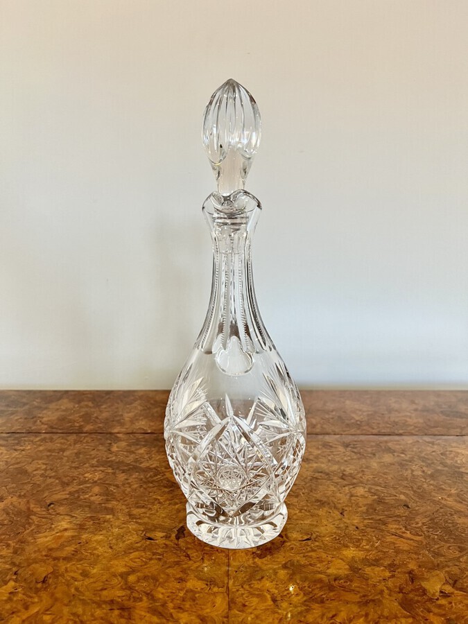 Antique WONDERFUL QUALITY ANTIQUE EDWARDIAN CUT GLASS DECANTER